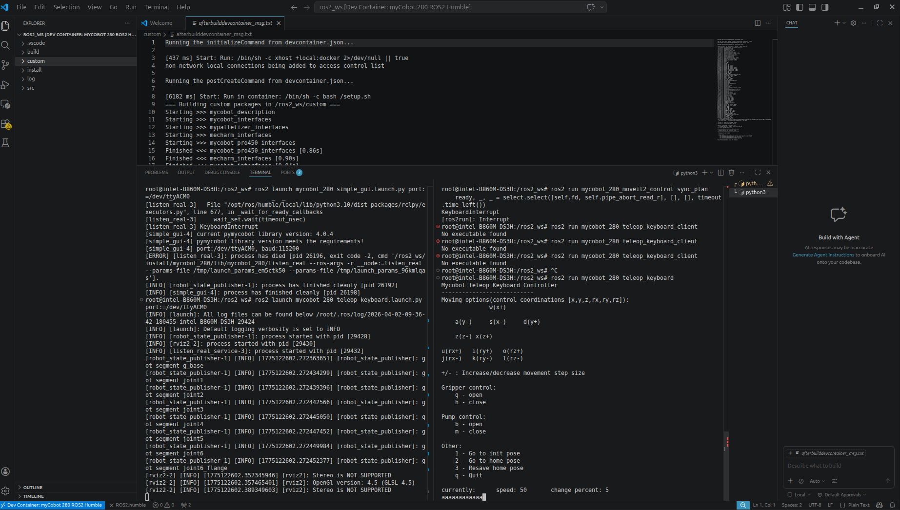 myCobot 280 완전 정복 #2 — Docker로 ROS2 환경 구축하기 (Windows/macOS/Linux 전부 OK) 3 myCobot 280 ROS2 키보드 제어 teleop keyboard 터미널