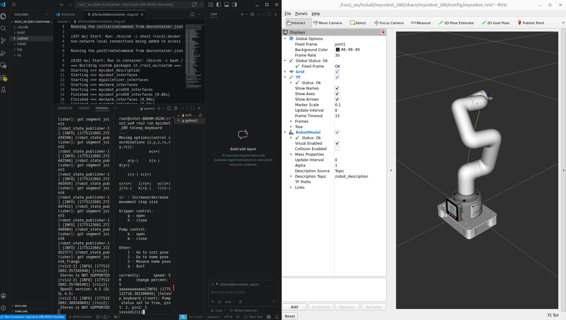 myCobot 280 완전 정복 #2 — Docker로 ROS2 환경 구축하기 (Windows/macOS/Linux 전부 OK) 6 myCobot 280 MoveIt2 RViz2 모션 플래닝