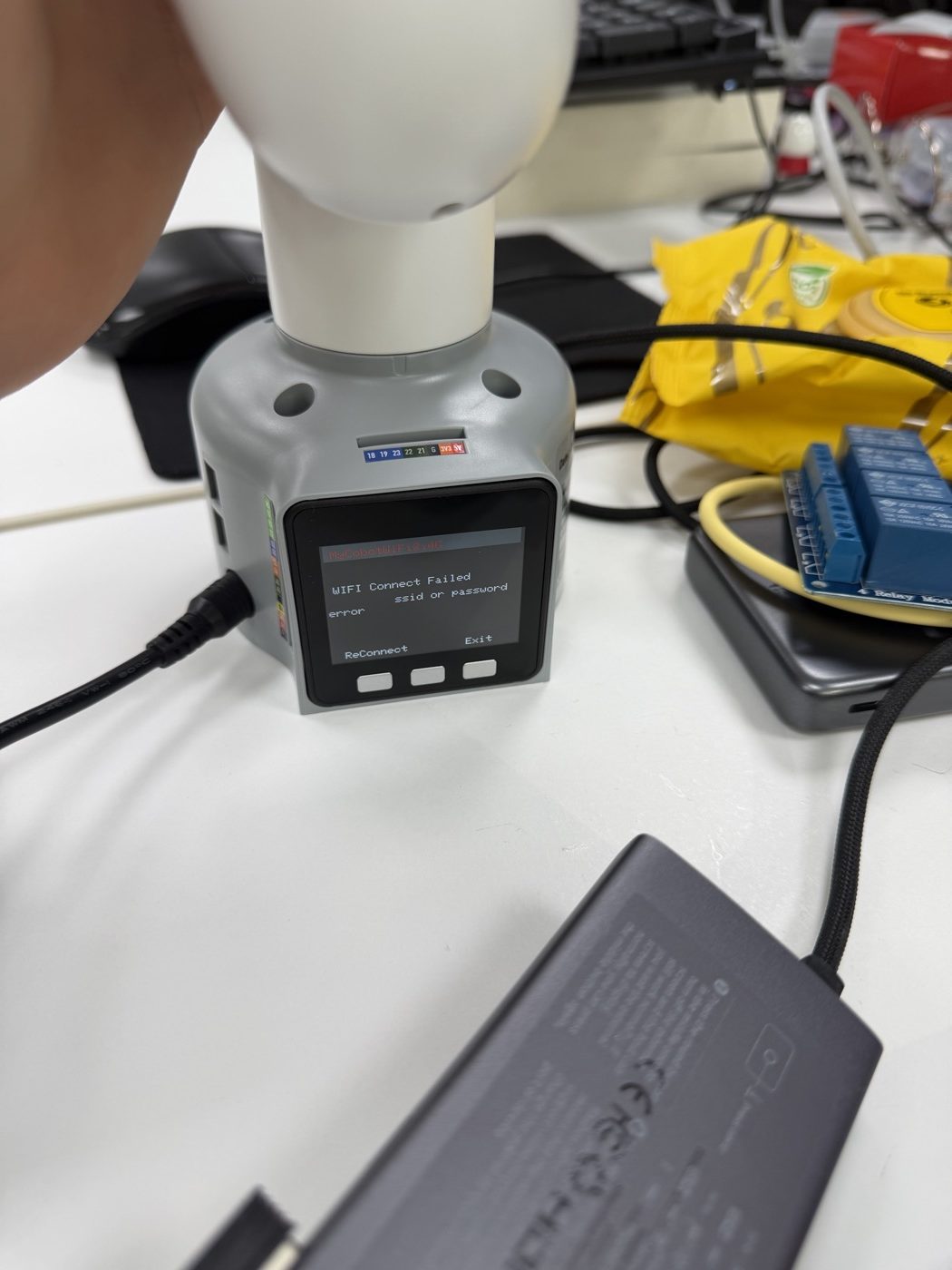 myCobot 280 M5 완전 정복 #1 — USB, WiFi, Bluetooth 3가지 연결 방법 총정리 (Python) 4 myCobot 280 M5Stack WiFi 연결 실패 화면 SSID 미설정
