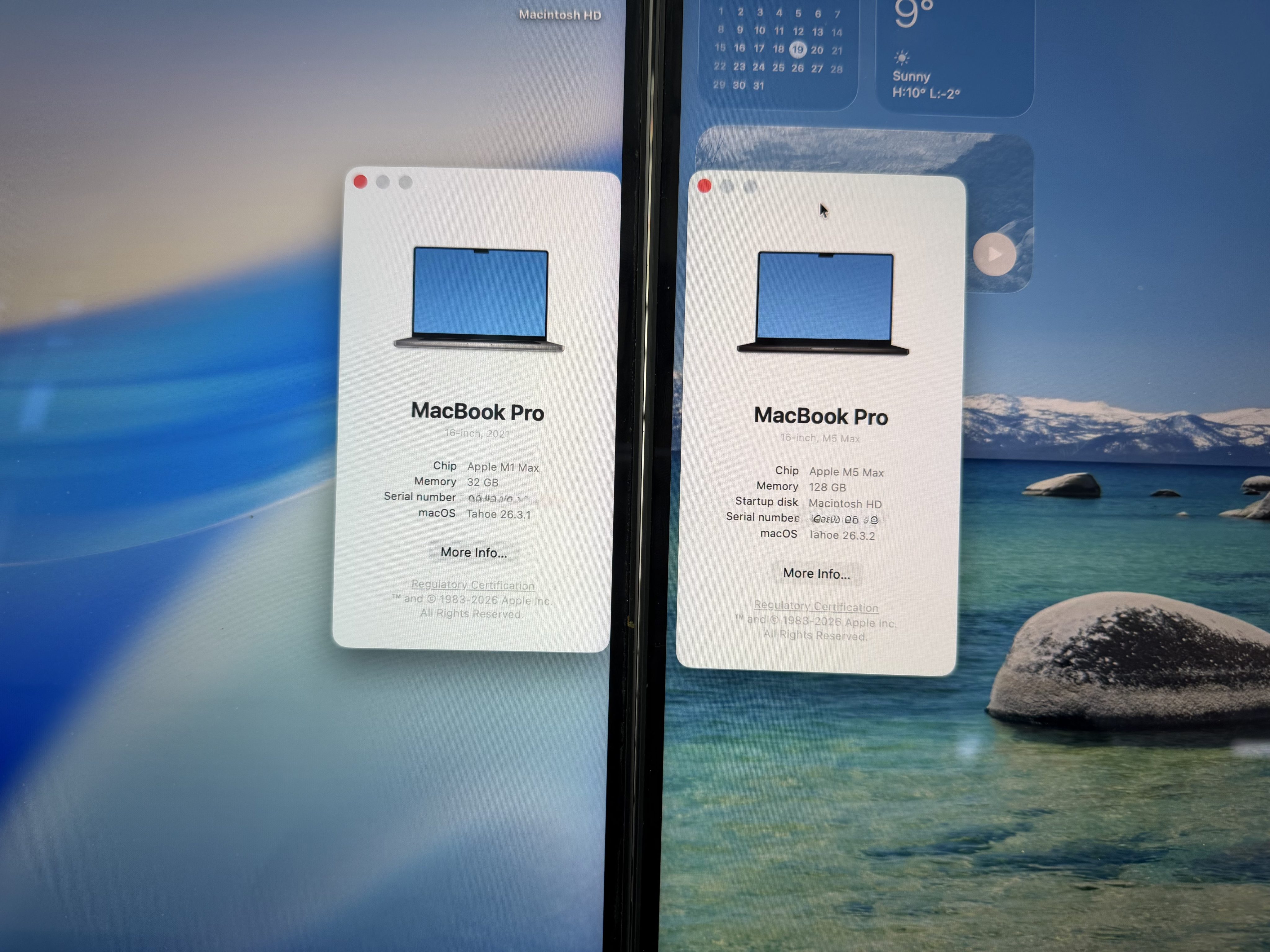 M5 Max 맥북 프로 16인치 128GB 1주일 사용 후기 — M1 Max에서 넘어온 솔직 리뷰 3 M1 Max 32GB와 M5 Max 128GB 이 Mac에 관하여 비교 화면